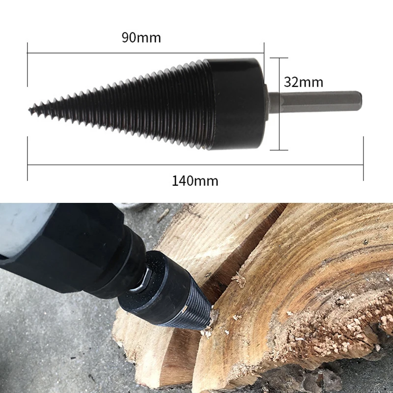 High Speed Steel Wood Drill Bit Twist Firewood Splitting Drill Bit Wood Splitter Screw Cones Bit Square Round Hexagonal hss m35 cobalt containing hexagonal shank screw bit high speed steel full grinding stainless steel wood and steel plate drilling