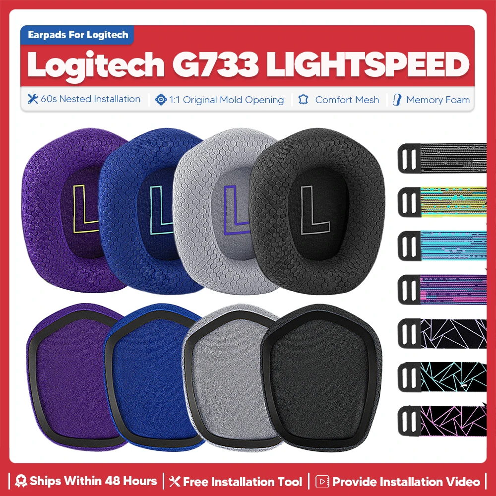 

Replacement Ear Pads For Logitech G733 LIGHTSPEED Wireless Headphone Accessories Headset Ear Cushion Repair Parts Memory sponge