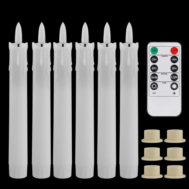 Cône d'ivoire scintillant sans flamme avec télécommande, LED, bougie mèche 3D, fonctionnement à piles, décor de Noël et de mariage, ci-après les, 12 pièces, 24 pièces 6