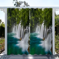 1 pc, Landscape Forest Printed Waterproof Outdoor Curtains for SunProtection and Decoration in Living Room, Bedroom, andKitchen 2