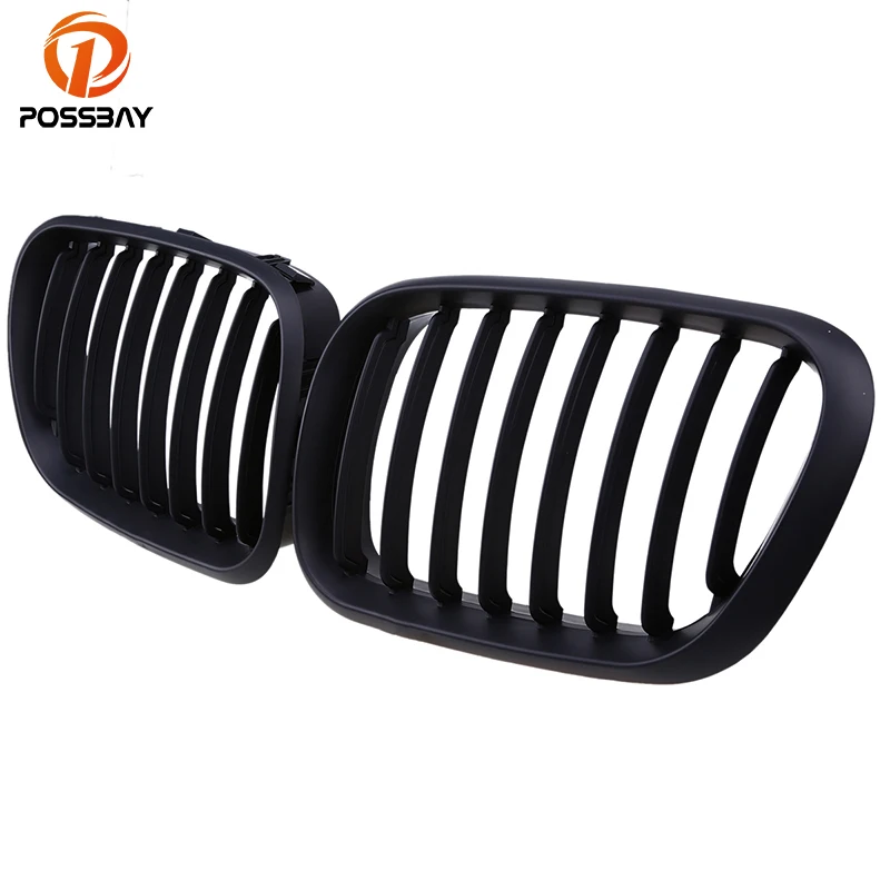 

POSSBAY Car Front Bumper Center Grilles for BMW X5 E53 3.0d/3.0i/4.4i/4.6is 2000 2001 2002 2003 Pre-facelift Matte Black