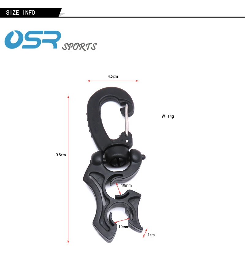 Scuba Tauchen Regulator Doppel BCD Schlauch Halter Mit Clip Schnalle 10x10mm/10x6mm Haken schnorcheln Werkzeuge Zubehör – Detail 1