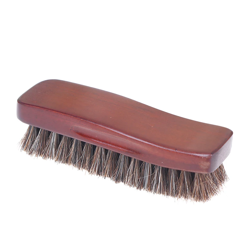 1 Pc Natural Wood Bristle Polish Brush Horse Hair Shoe Boot Brush Care Clean 2