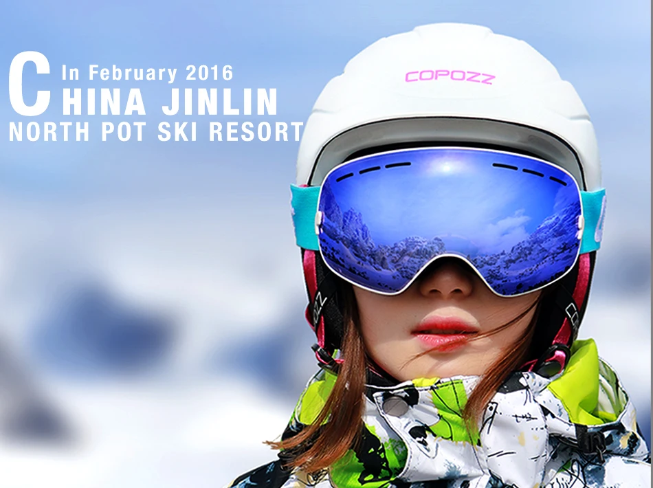 COPOZZ Ski Goggles with Box Case Ski Mask UV400 Anti-fog Snow Goggles Big Spherical Skiing Snowboarding for Women Men