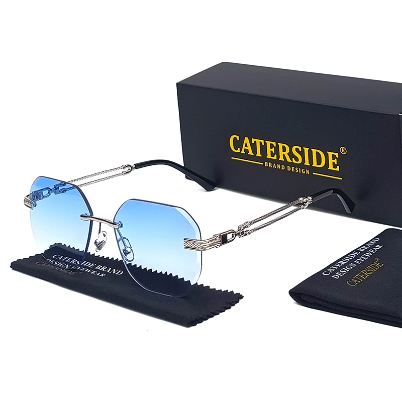 

Caterside New Polygonal Rimless Sunglasses Men Pilot Metal Frame Women's Glasses Beach Shopping Gift Party Glasses Summer Style