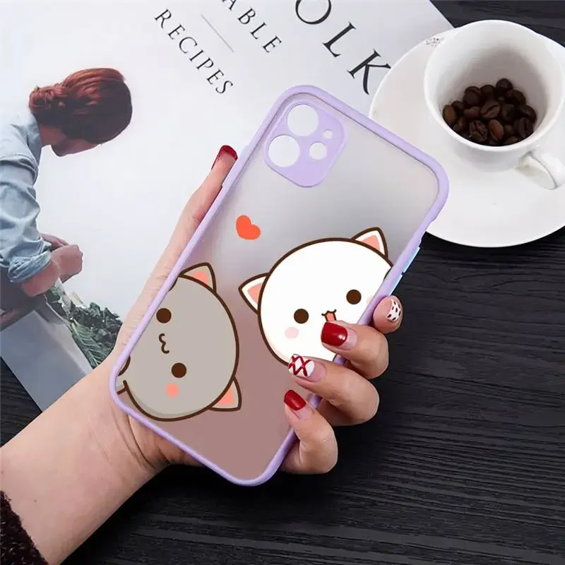 Cartoon Peach Mochi Cat Shockproof Phone Case Cover