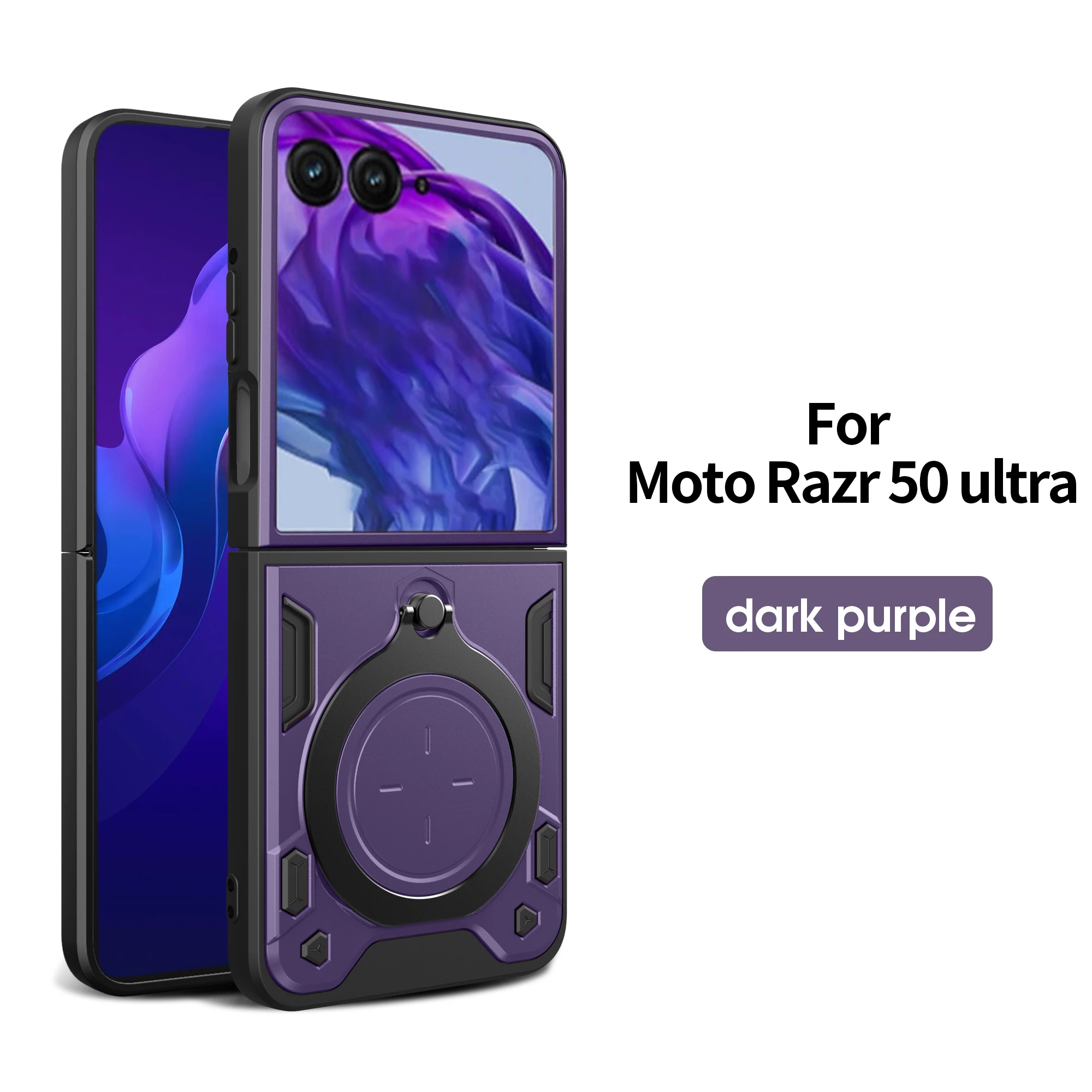 Heavy Duty Rugged Armor Phone Case with Magnetic Bracket and Sliding Camera Protection Cover