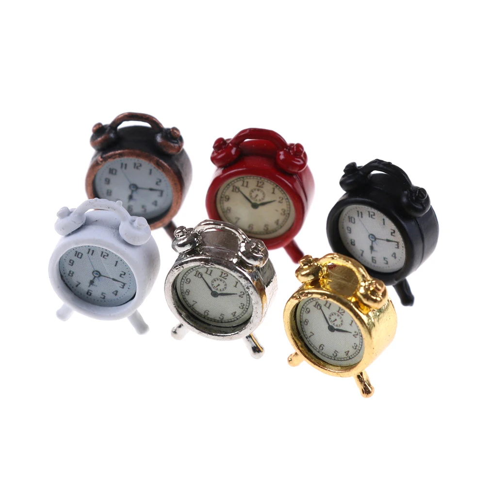 1PC 6 Colors 1:12 Scale Alarm Clock Doll Kitchen Living Room Miniature Dollhouse Mini Home Decoration Toy doll accessories dollhouse violin crafts dollhouse christmas lights