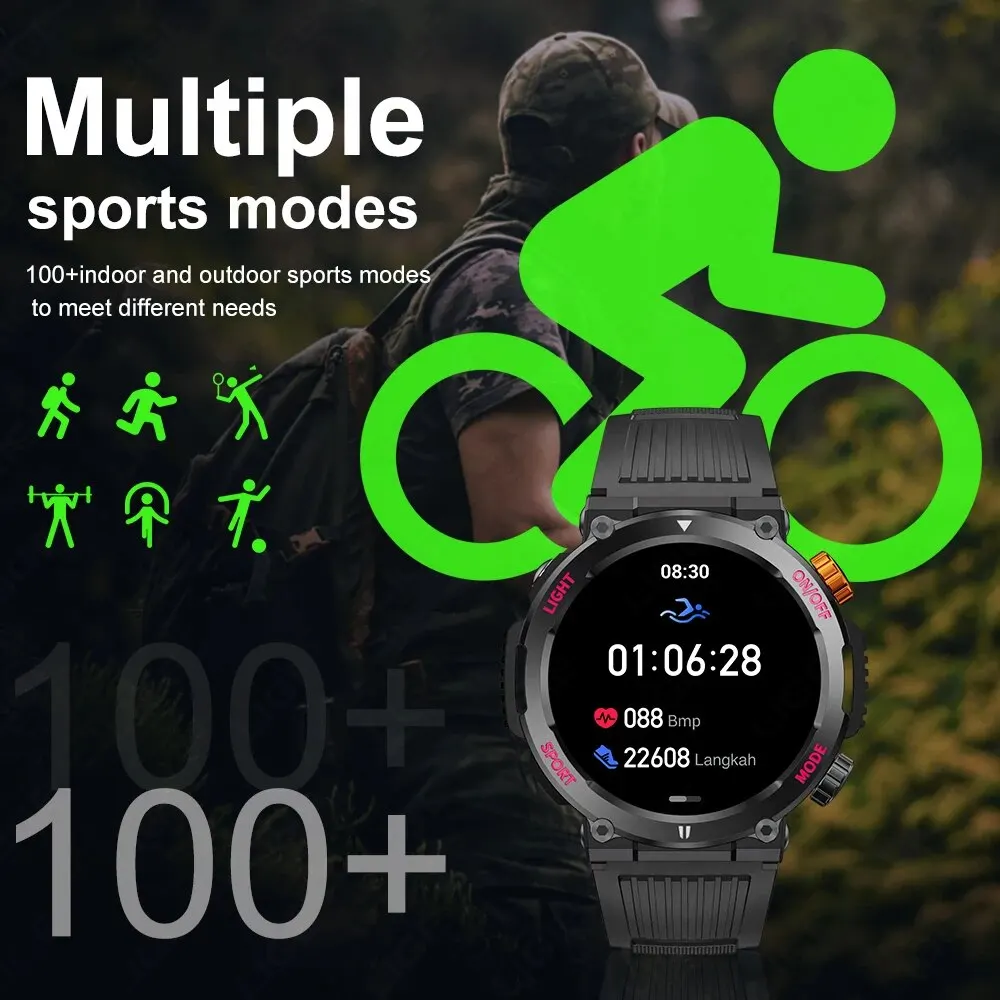 LIGE New Smart Watch Men Outdoor Sports Fitness Bracelet LED Lights Night Training Watches Bluetooth Call Smart Watch For Man