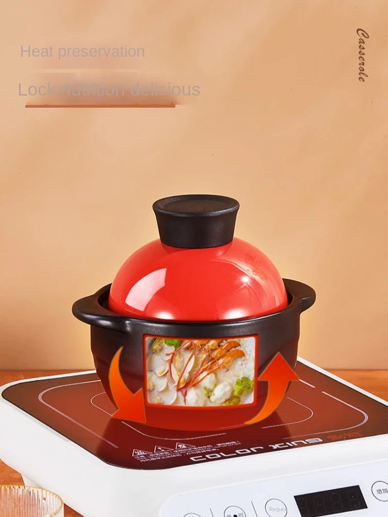 Old style Open Fire Heat-resistant Ceramic Casserole Stew Pot Rice Pot Household Gas Stove Open Fire Special Induction Cooker casserole pot