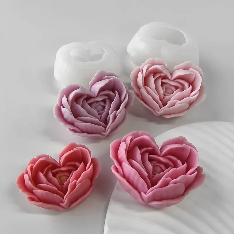 Love Flower Mold Rose Aromatherapy DIY Flower Mold Handmade Soap Drop Glue Gypsum Candle Silicone Mould Candle Making Kit