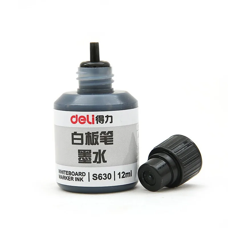 Deli 1 pcs Whiteboard Marker Refill Ink Black Blue Red 12ml Bottle Office Stationery Supplies whiteboard pen ink