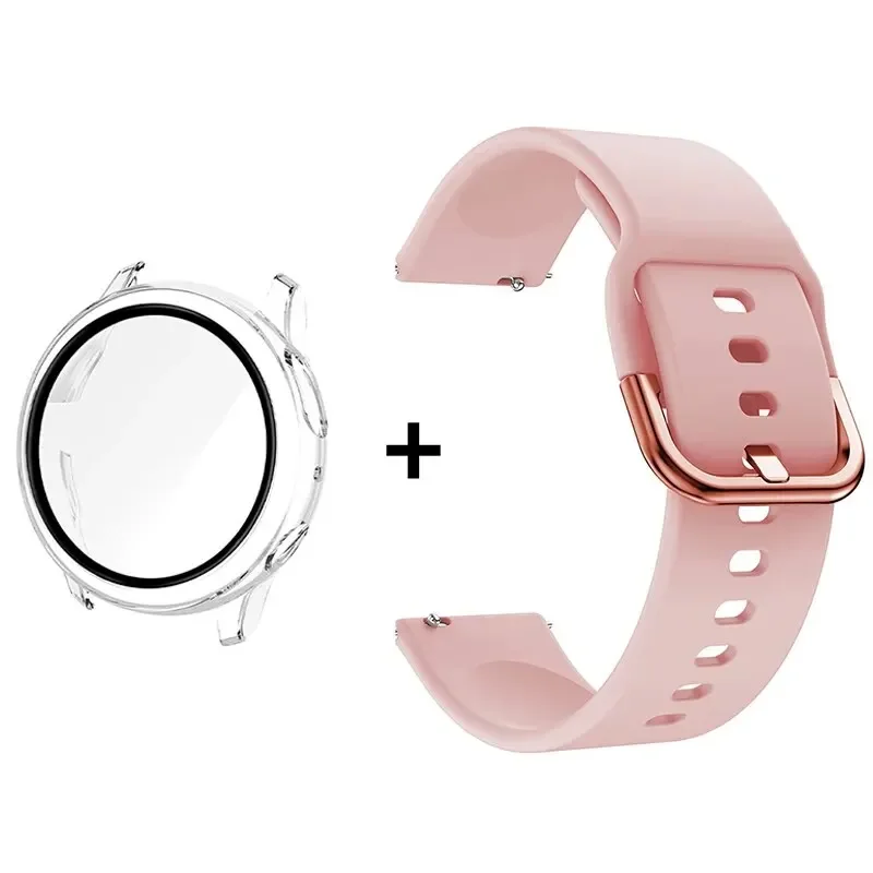Premium Accessory Bundle: Glass Case, Strap, and Screen Protector with 20mm Watch Bands and PC+Bumper Cover