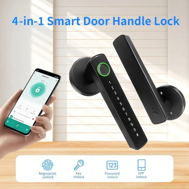 Smart Fingerprint Electronic Door Lock with Password and Bluetooth – Tuya App Compatible