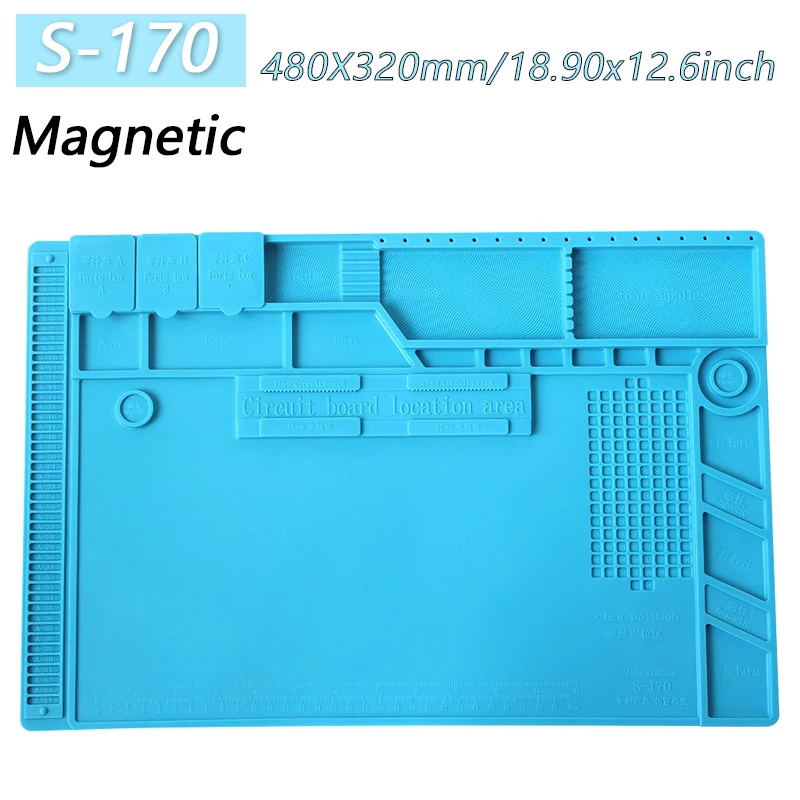 Tappetino Riparazione Silicone 500°C Con Area Magnetica E 128 Scomparti – Ideale Per Saldature, Orologi E Telefoni