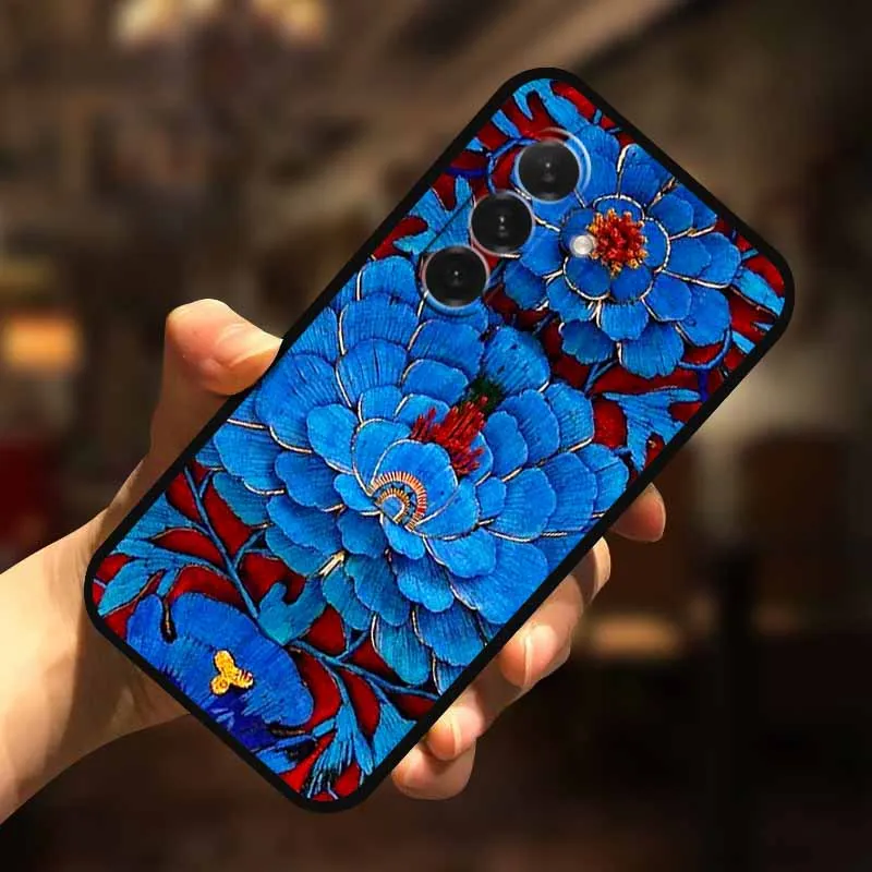 3D Flower Soft Relief Emboss Silicone Back Cover TPU Protector