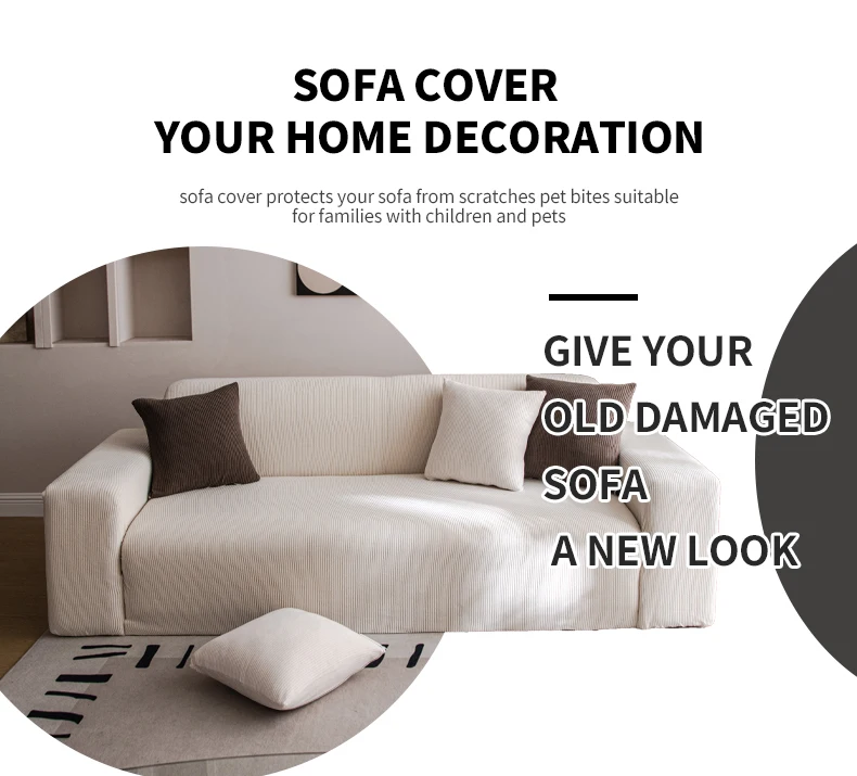 Description Picture 2 of item1pc Jacquard Sofa Cover Anti-Dirty Elastic Scratch-Resistant Couch Cover for Living Room 1 2 3 4 Seater L Shaped Full Set