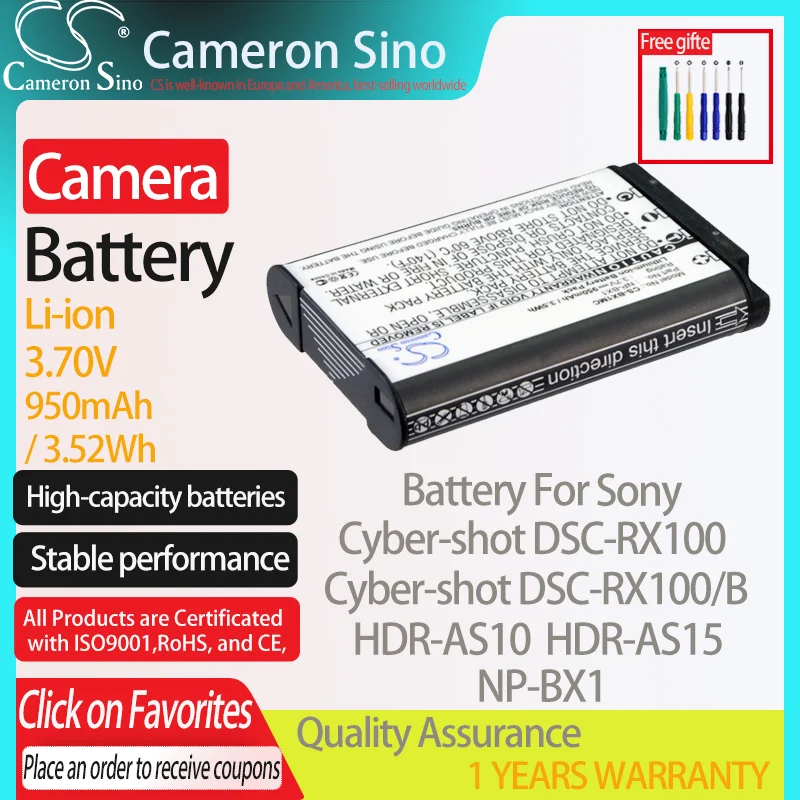 Batteria Cameronsino Per Sony Cyber-Shot Dsc-Rx100 Cyber-Shot Dsc-Rx100/B Hdr-As10 Per Sony Np-Bx1 Batterie Per Fotocamere Digitali