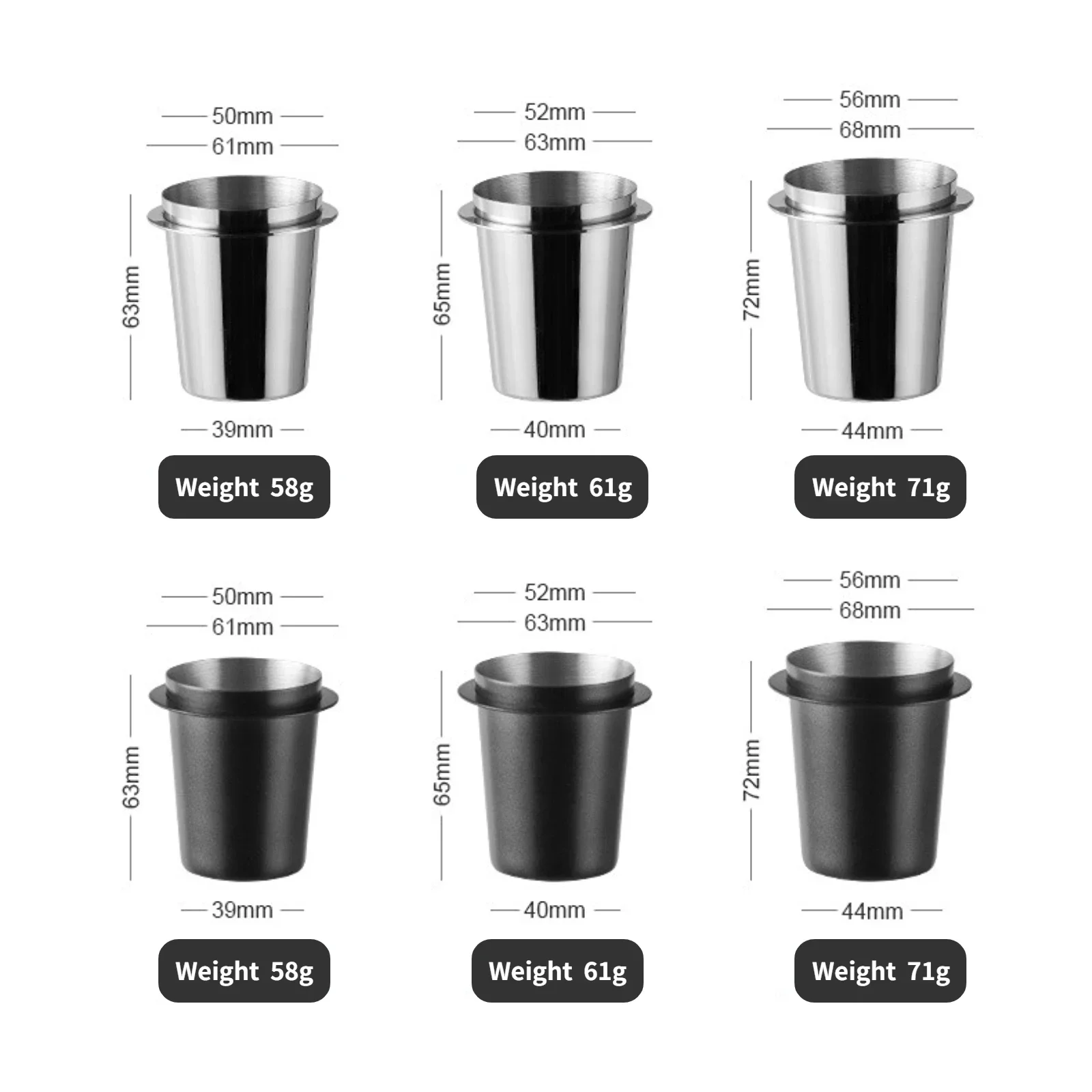 Coffee Dosing Cup Sniffing Mug for 58/53/51mm Espresso Machine Wear Resistant Stainless Steel Coffee Dosing Cup Drop Shipping