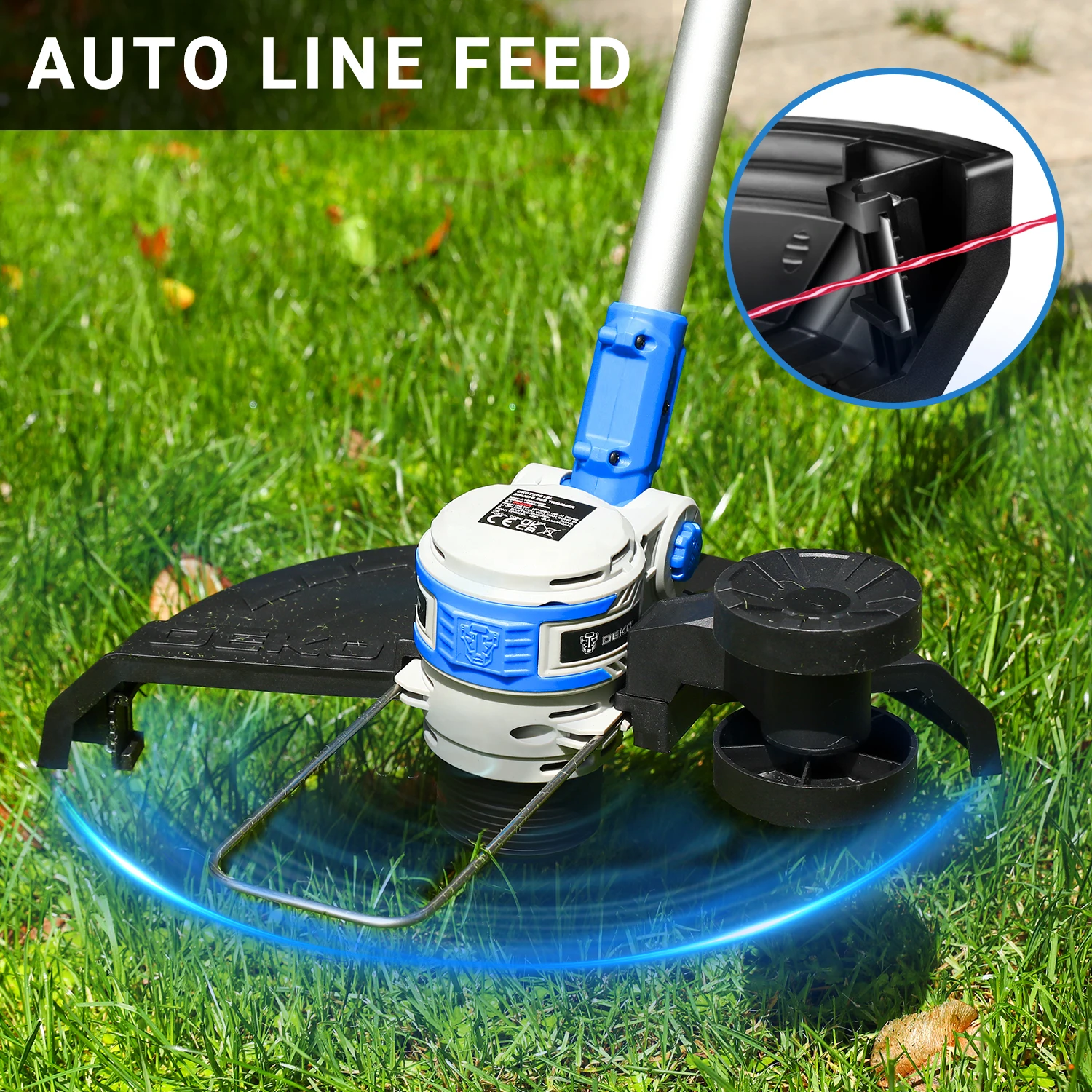 2 in 1 Battery Powered Brushcutter 20V 30 cm With 2 Batteries For Lawns Gardens Meadows DEKOPRO