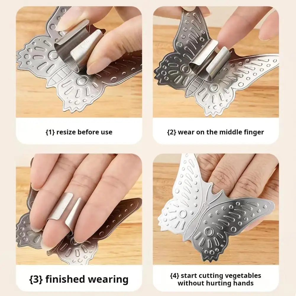 1Pc Cutter Safety Finger Guard Durable Stainless Steel Finger Protectors Adjustable Guards for Safe Cutting for Cooking