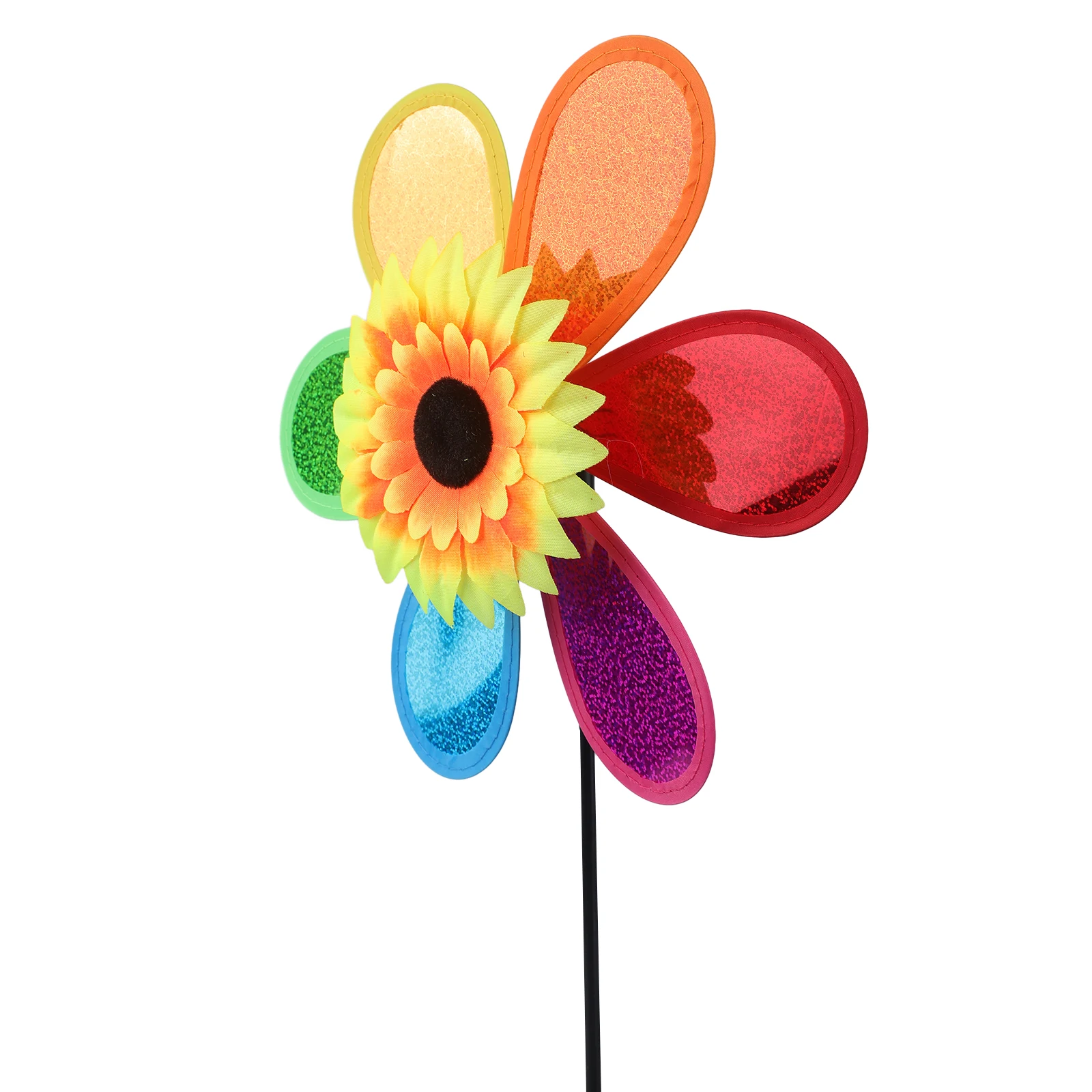 

Sunflower Windmill Pinwheel Colourful Sequins Foldable Windmill Carry Camping Picnic Home Garden Decoration