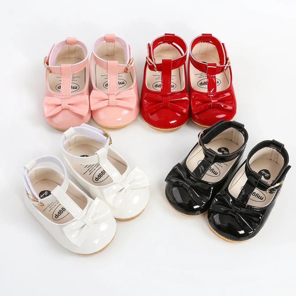 2022 Spring Baby Shoes PU Leather Newborn Boys Girls Shoes First Walkers Princess Bowknot Baby Prewalker spring baby princess shoes children pu leather shoes infant toddler girls bowknot flats single shoes kids party dance sandals