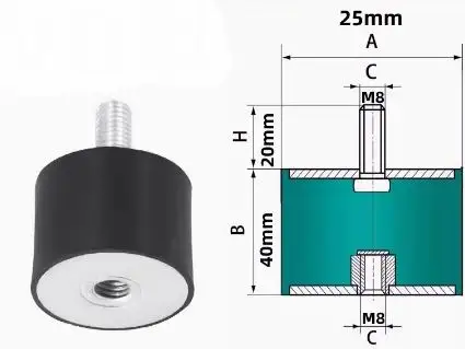 Rubber Shock Absorber Cushion with Anti-Slip Isolation and Dual-Thread Design