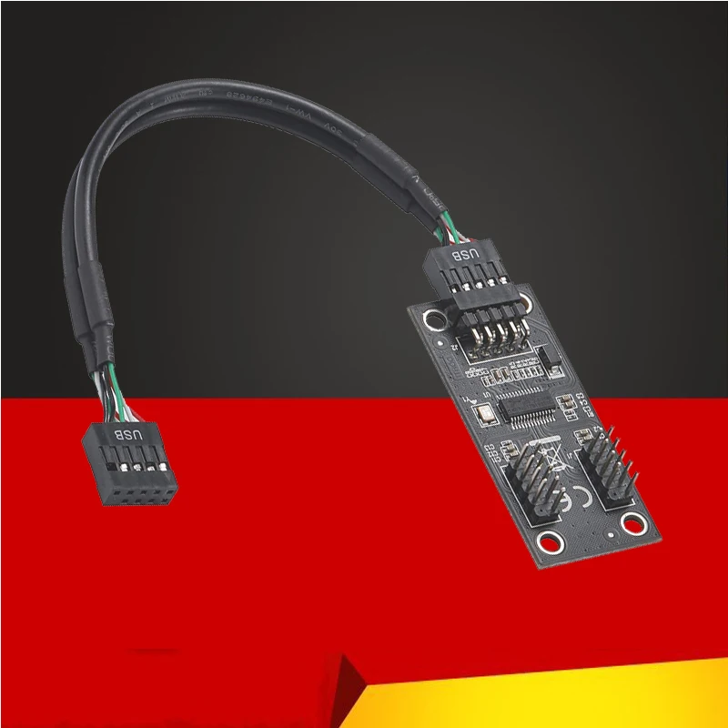 USB2.0 9Pin to Dual 9Pin Hub Adapter - Riser Motherboard USB 9Pin Header Connector with 1 to 2 Extension Cable Description Image.This Product Can Be Found With The Tag Names Motherboard usb 20 header splitter, Motherboard usb cable splitter, Usb motherboard 9pin extension