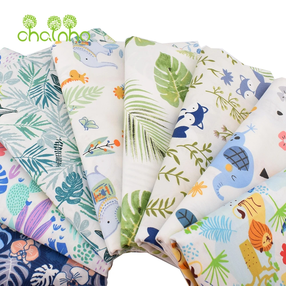 Chainho,Printed Twill Weave Cotton Fabric,DIY Sewing Quilting Material,Patchwork Cloth,8 Designs Forest Series,2 Sizes,15C234