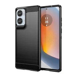 Premium Carbon Fiber Silicone Protective Back Cover for Moto Edge 50 Fusion (Black)