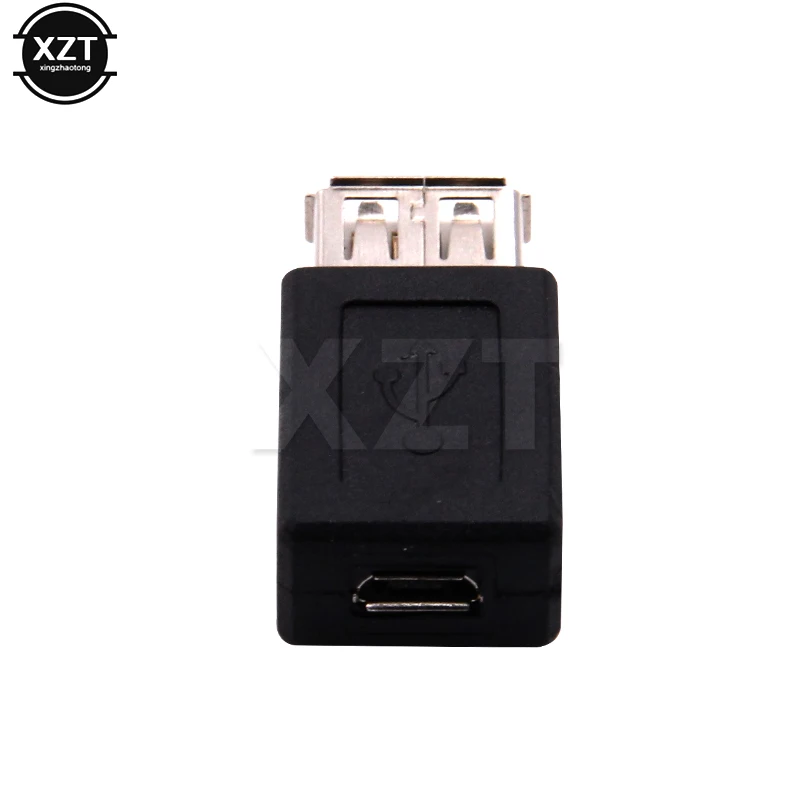 10pcs/lot New Black USB 2.0 Type A Female to Micro USB B Female Adapter Plug Converter USB 2.0 to Micro USB Charging Connector