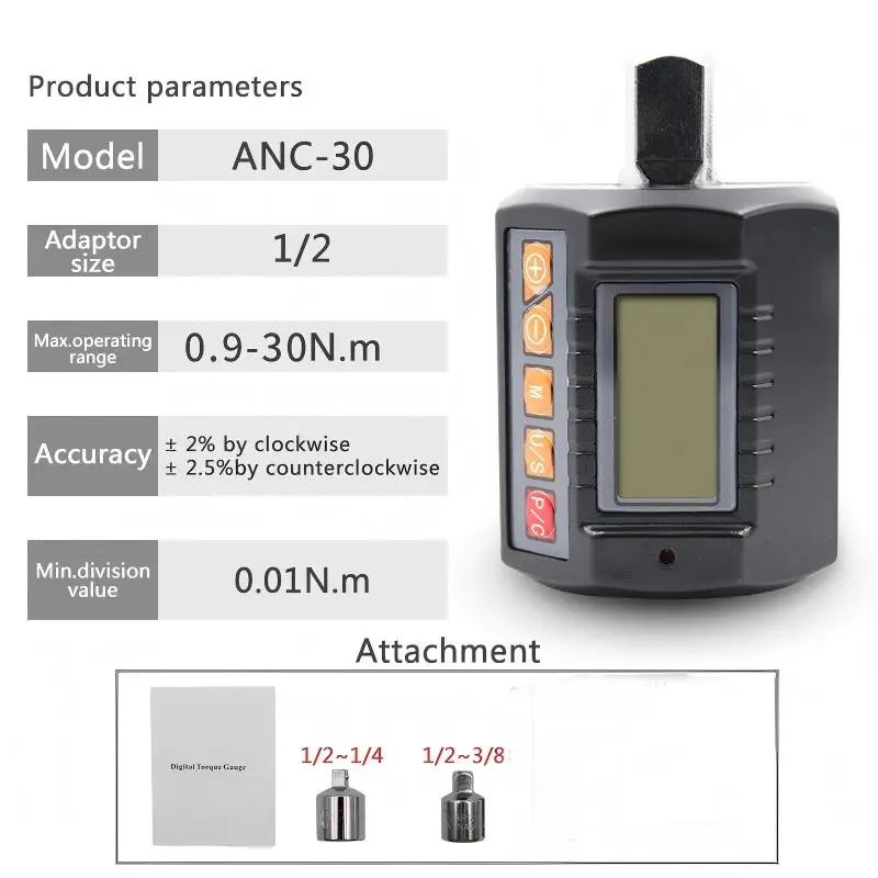 ANC 3-Piece Set Adapter Digital Torque Meter Torque Display Head Bike Set Car Repair Bicycle Tester