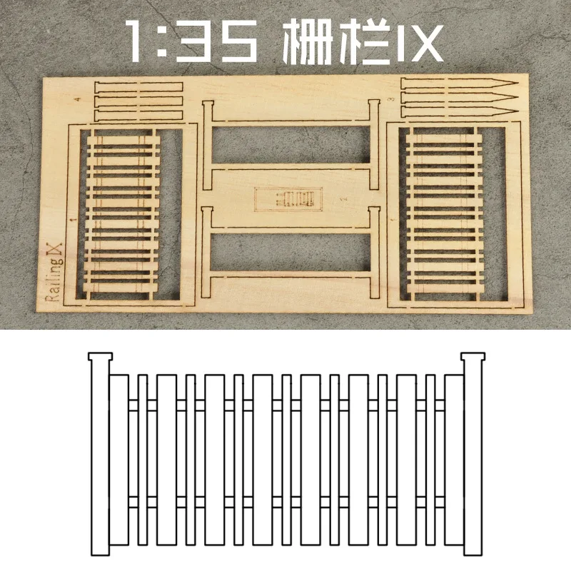 Scale 1:35 Wooden Fence Model Rails Scene Materials for Diy Model Making Military Building Landscape Layout Diorama Kits 5