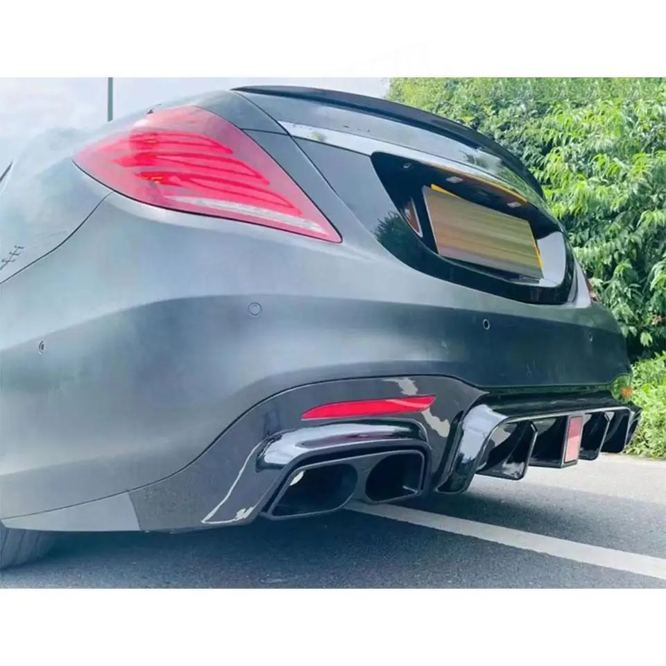 Exhaust Pipe Trim Tips For Mercedes-Benz S-Class W222 (S450, S500) 2018-2020 - Chrome Left & Right Bumper Cover Nozzles
