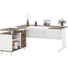 63 Inch Executive Desk with File Cabinet,  Drawers and Storage Shelves, Business Furniture Desk Workstation, L Computer Desk 6