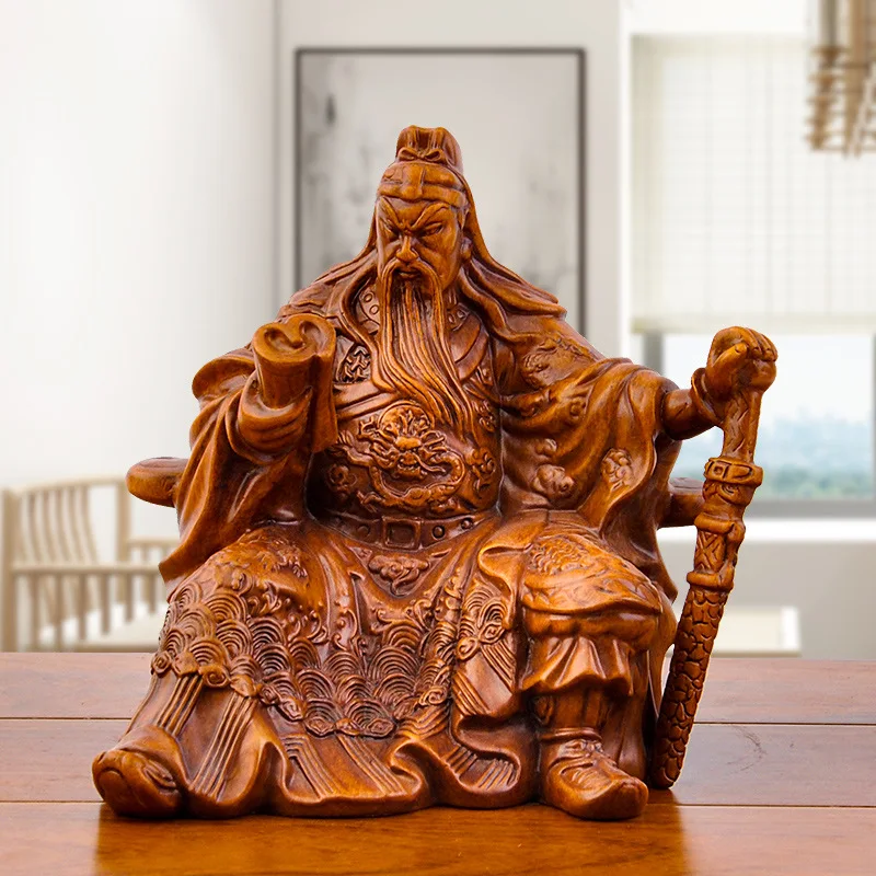 Guan Gong Reading Statue God of Wealth Sculptures Guan Yu Figurine Resin Crafts Living Room Office Home Decor Ornaments Gifts