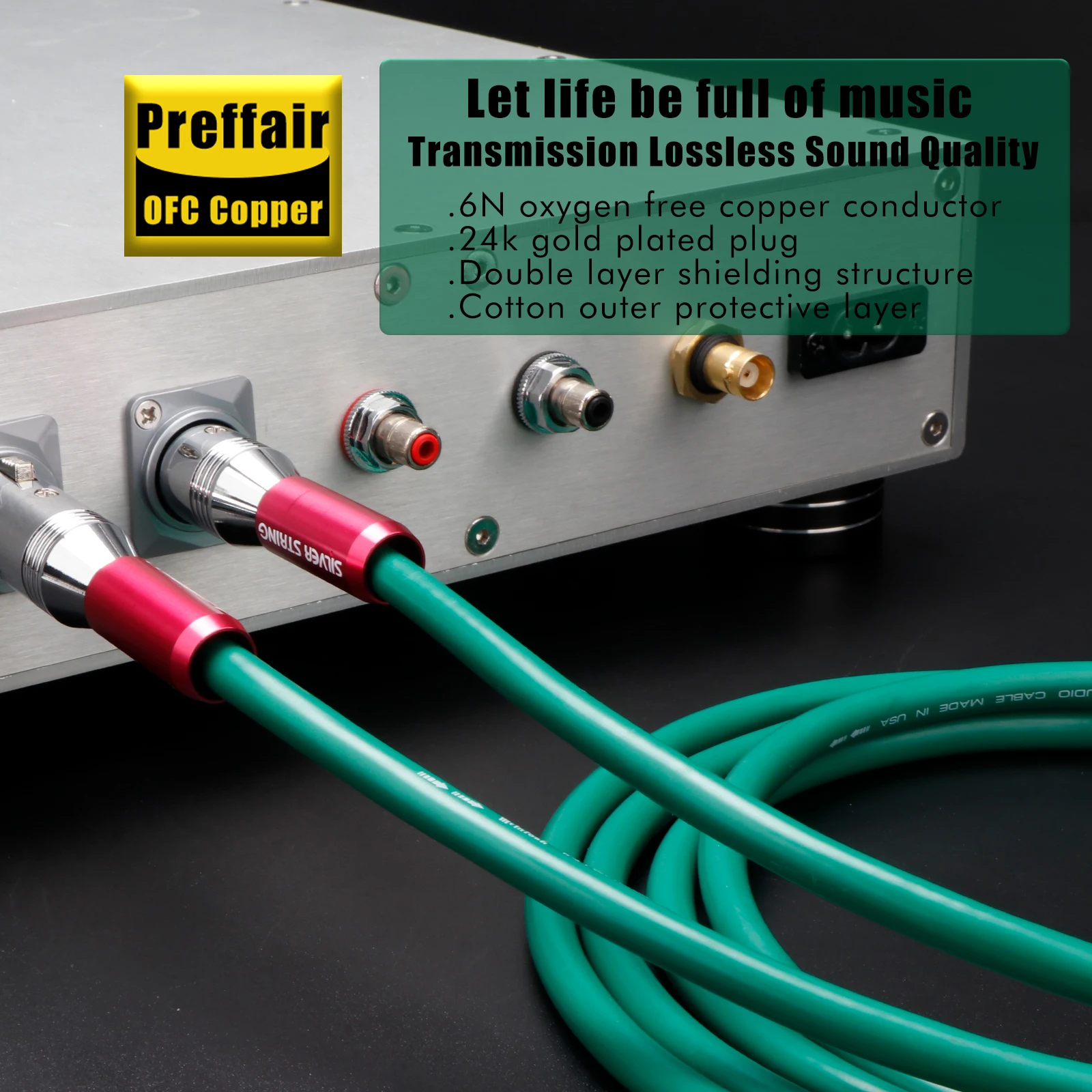 RCA-Kabel, versilbert, OFC-Kupfer, Hybrid-HiFi-Audiokabel, audiophiles RCA-Verbindungskabel mit 24 Karat Gold, RCA-Stecker – Detail 19