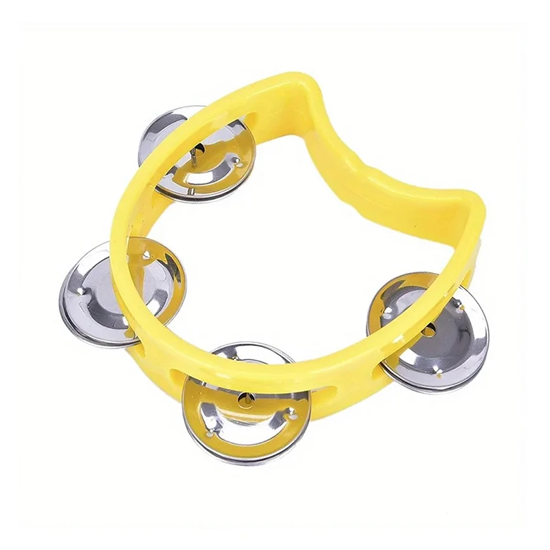 Plastic Percussion Tambourine 1pc Adults Hand Tambourine Musical Instrument 4 Bells ABS Musical Rhythm Instrument