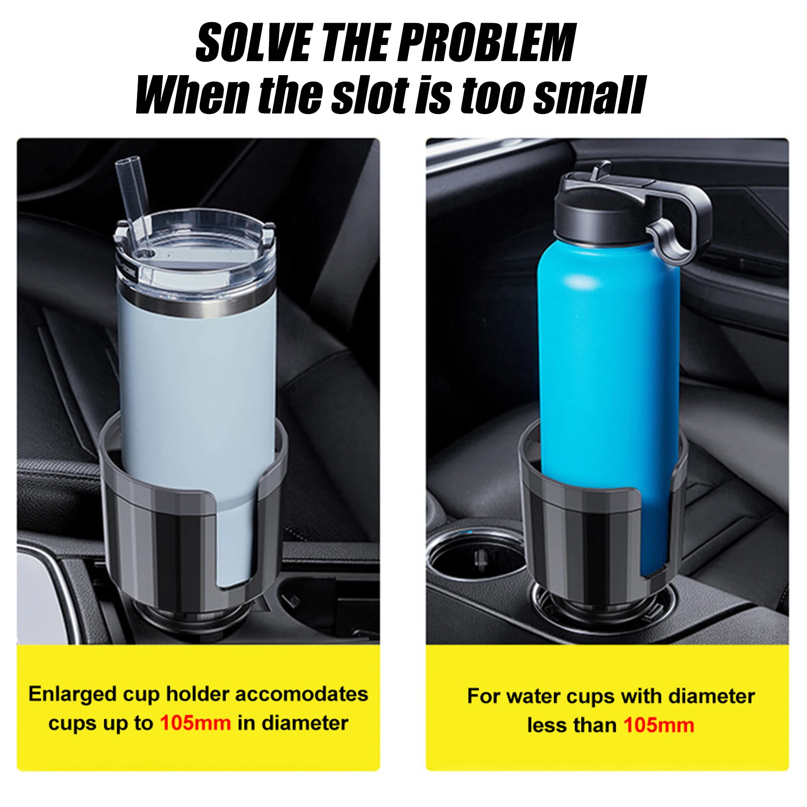 Adjustable Car Cup Holder Expander ABS Black