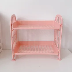 Multi-Functional Desktop Organizer Rack - Plastic Storage Shelf (Pink)