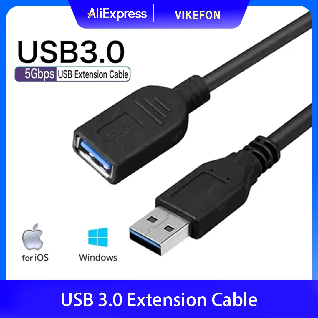 High-Speed 0.3M USB 3.0 A Male to A Female Extension Cable - 5Gbps Data Transfer Rate