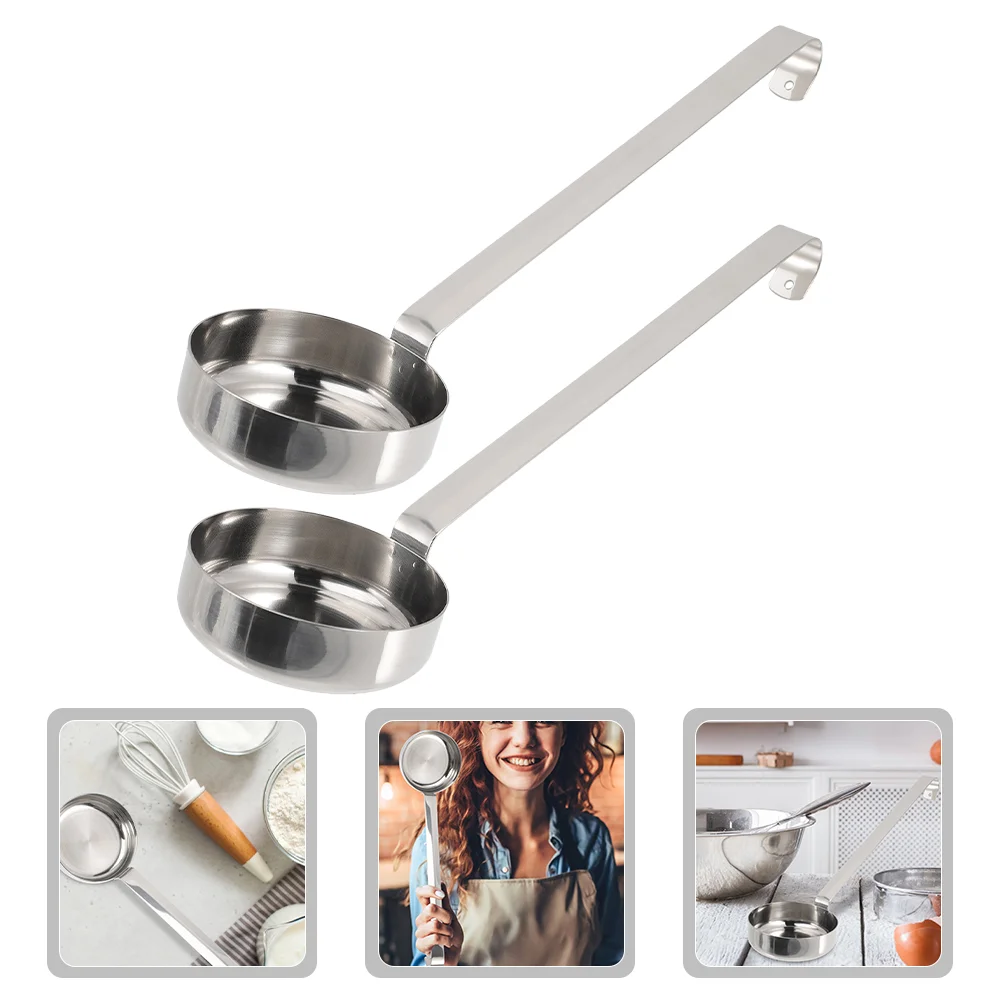 Pizza Sauce Spoon Stainless Steel Kitchen Gadgets Baking Tools Sauce Spread Ladle Metal Soup Spoon Water Scoops Dining Bar 2 Pcs
