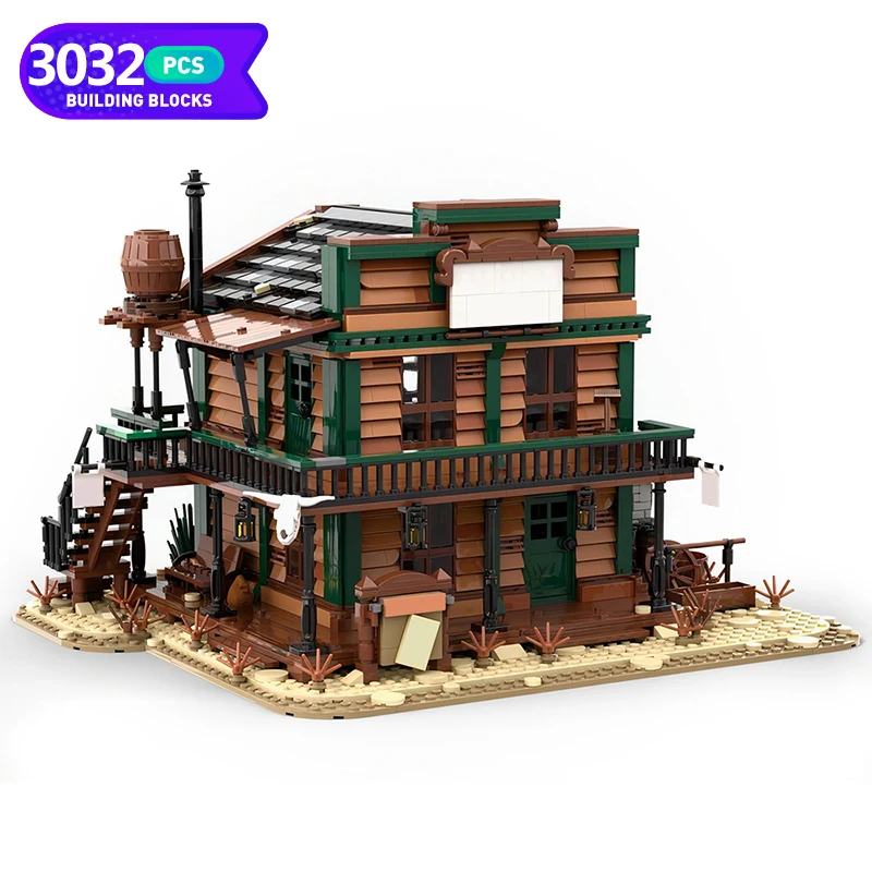 Moc Architecture Wild Wested House Building Block Assemblare Modello Moc-151938 Sheriff Office Suburban Brick Toy Regalo Per Bambini