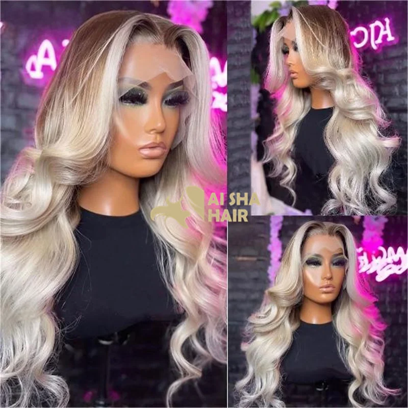 

4T 613 Ombre Lace Front Human Hair Wigs Preplucked 13x4 Blonde Body Wave Lace Front Wig Human Hair Glueless Lace Frontal Wig