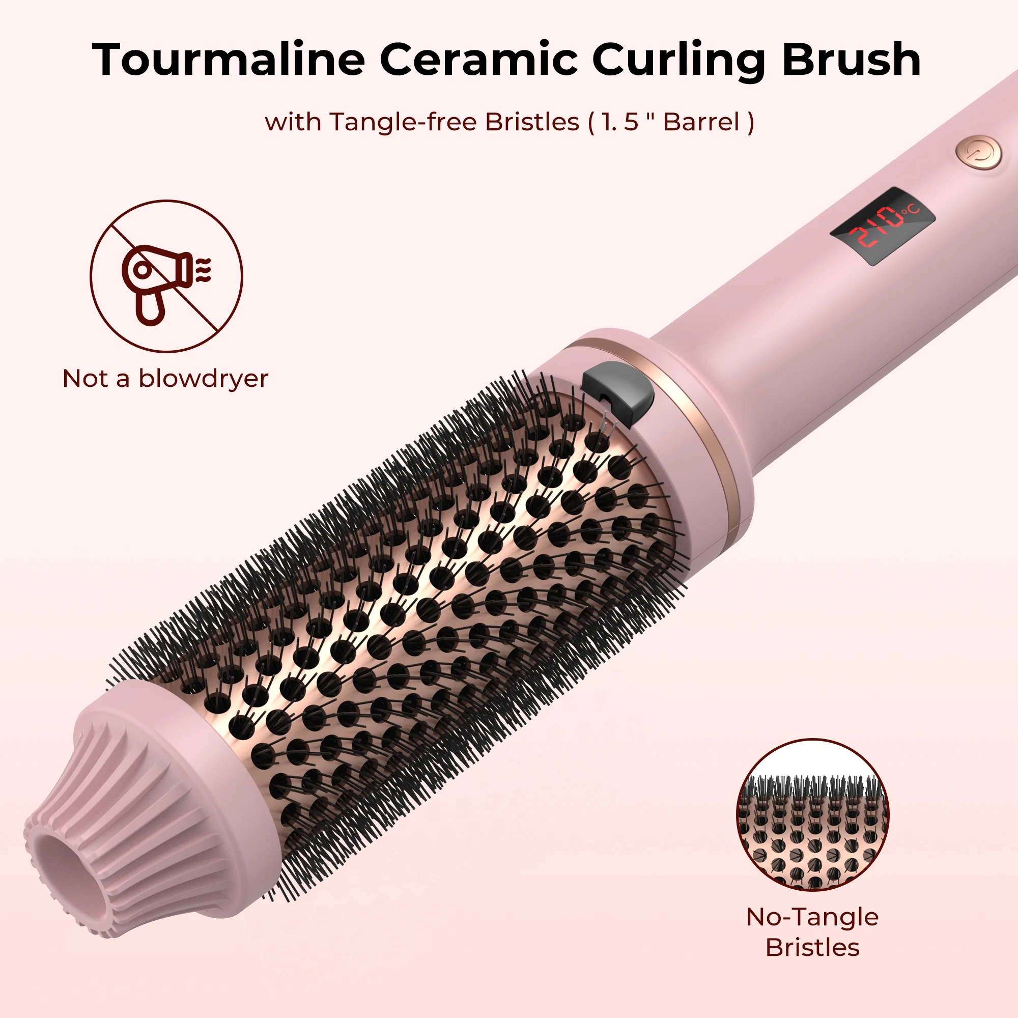 Curling Iron Brush PTC Heated Thermal Brush Ceramic Hair Curler Hot Brush Create Loose & Volume Curls Heating Hair Styling Brush 5