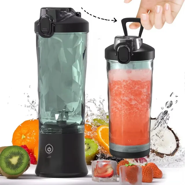 Mélangeur à arrête rapide portable, grande capacité, lame à 10 cuir chevelu, moteur injuste, tasse Assad, centre commercial et extérieur, Ju479, 4000mAh, 600ml, nouveau 1