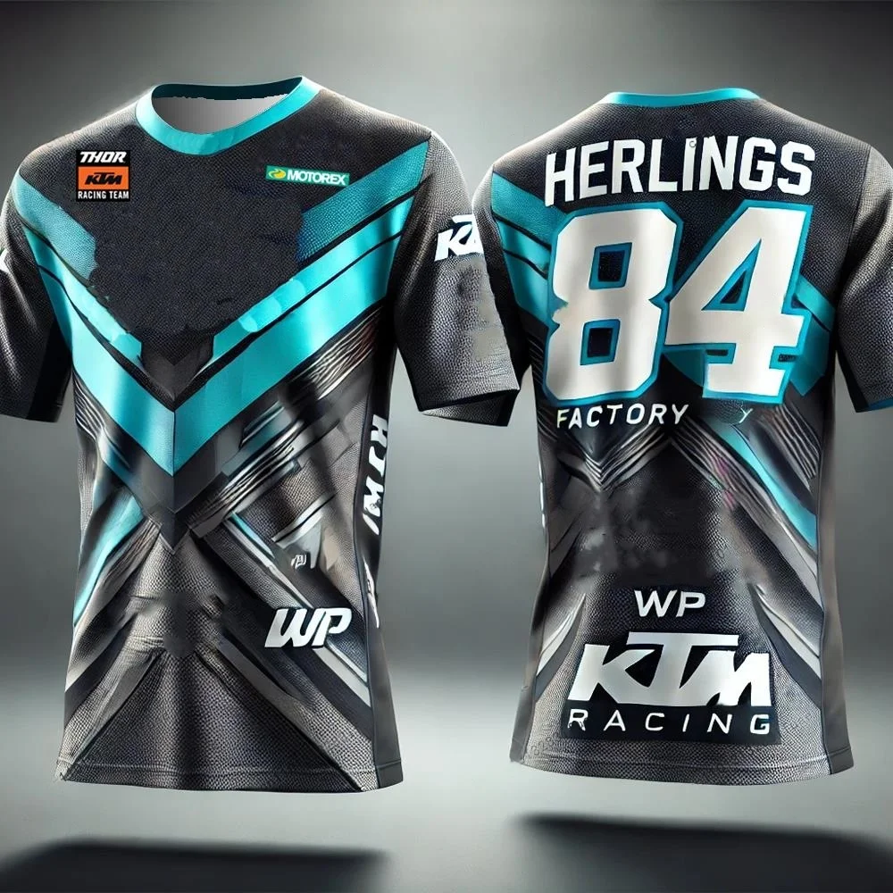 여름 아이스 블루 샤프 새로운 도착 KTM 유니섹스 2026 3D 프린트  84 블루 MXGP 레이싱 팀 티셔츠 성인 통기성