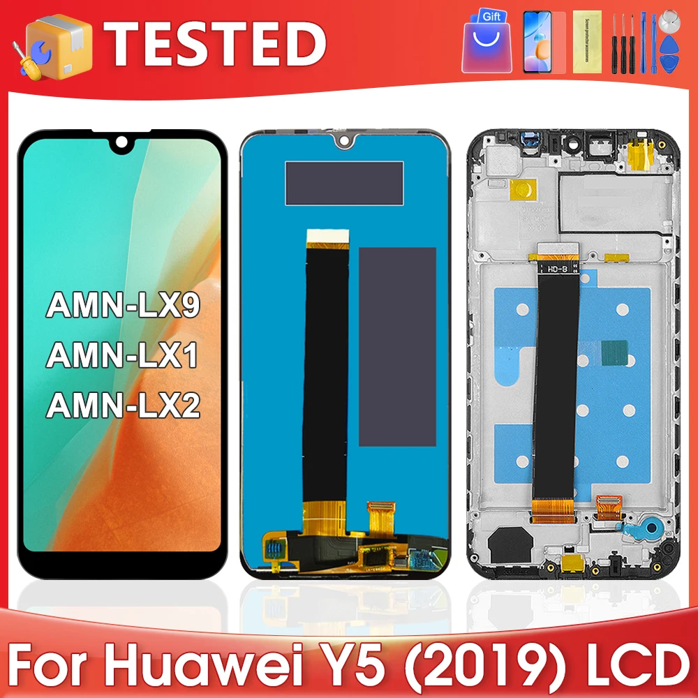 Compatible pour Huawei Y5 (2019) AMN-LX1; AMN-LX2; AMN-LX3; AMN-LX9 Etui Souple Couverture Silicone Gel TPU + Film Verre trempé 9H trempé (Transparent