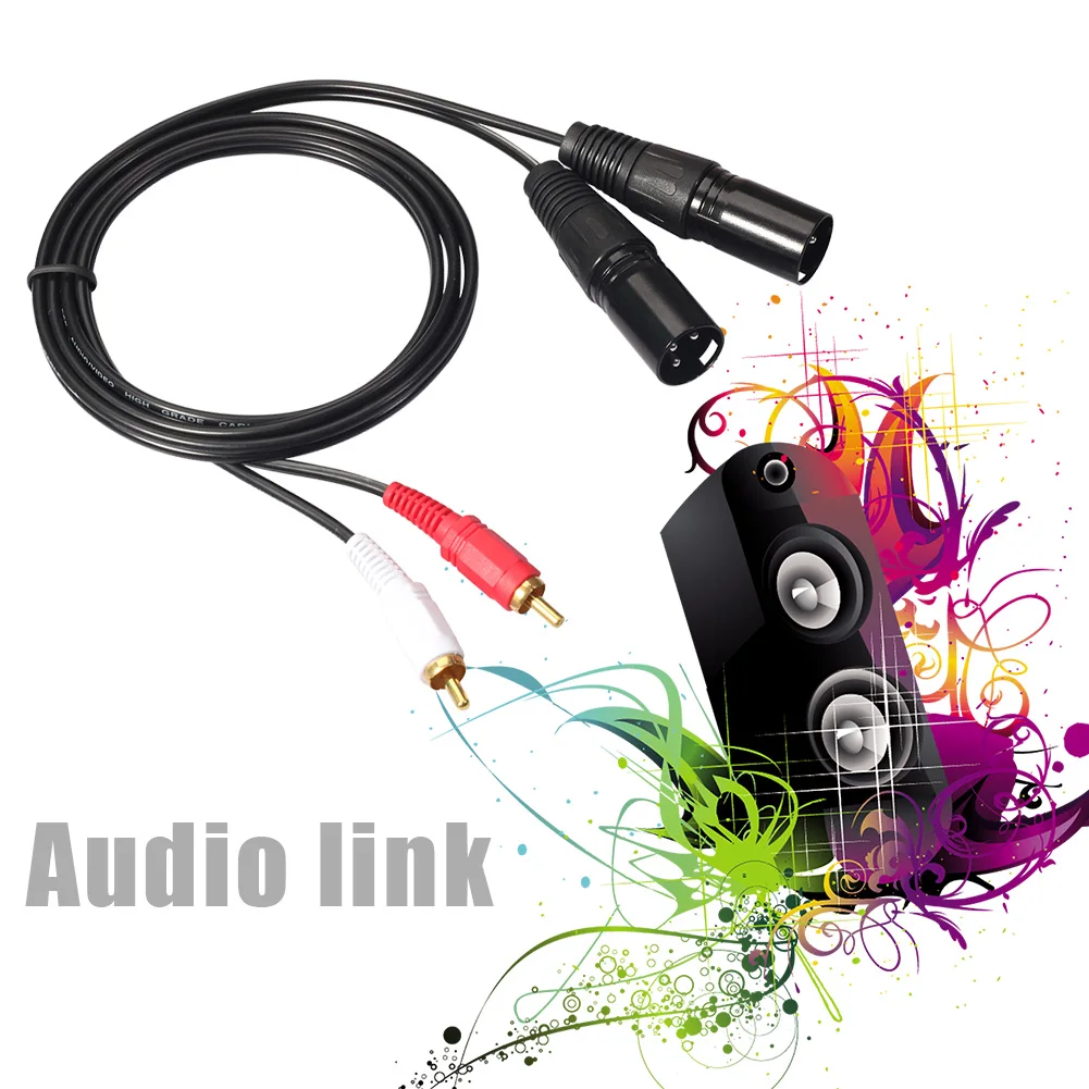 2 RCA Male To Dual XLR Male HIFI Stereo Audio Cable Professional Audio Line Black for Microphone Mixer Headphone Amplifier